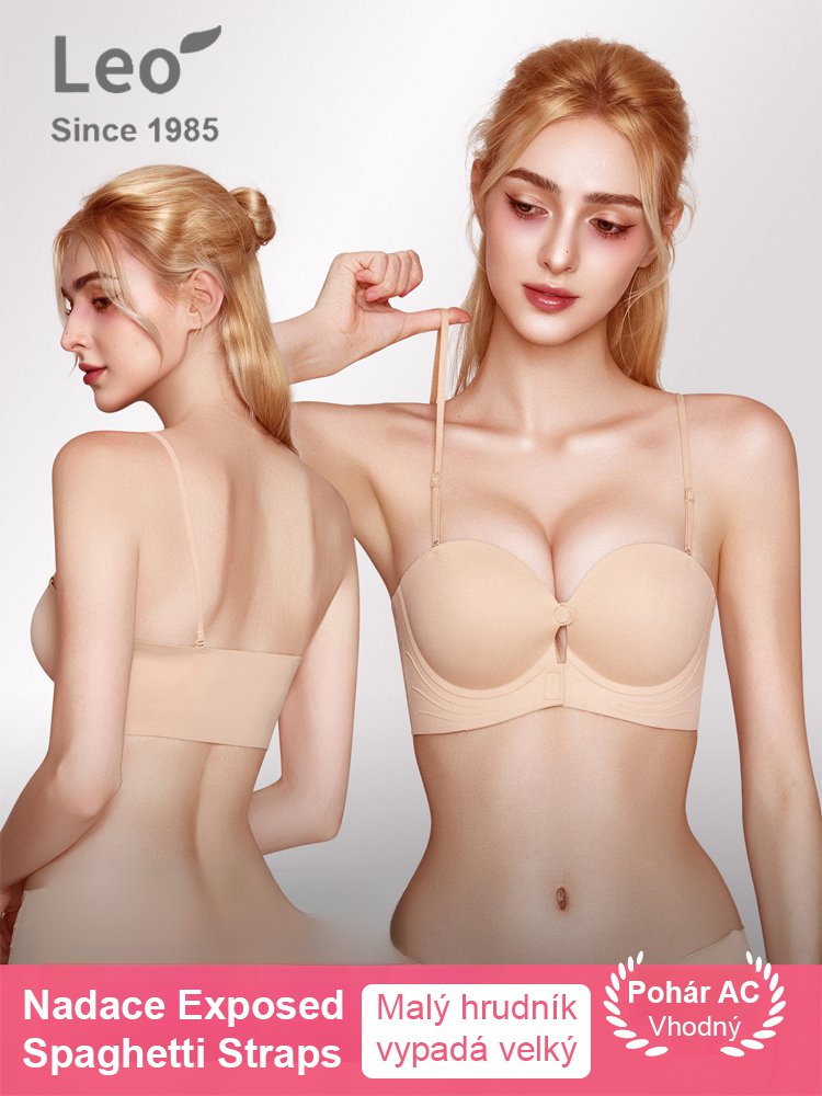 Podprsenka s odnímatelnými ramínky, pro menší prsa, s předním zapínáním proti sklouznutí, neviditeln