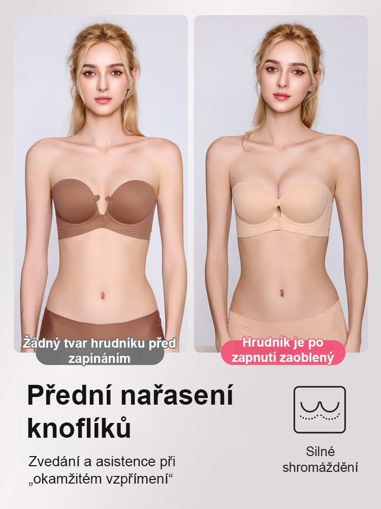 Podprsenka s odnímatelnými ramínky, pro menší prsa, s předním zapínáním proti sklouznutí, neviditeln