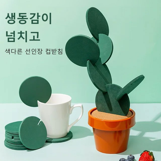 선인장 컵받침
