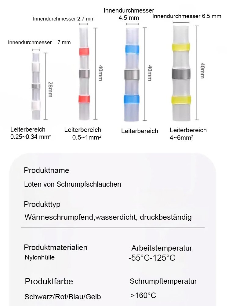Wasserdichte Schrumpflötverbinder Set✨Kann Kabel für 20 Jahre dauerhaft schützen.