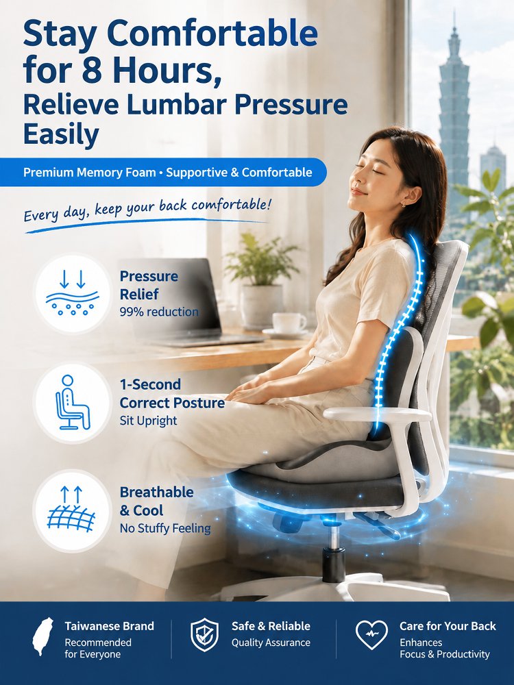 Reinforced Dual-Sided Ergonomic Lumbar Support for Heavier Users