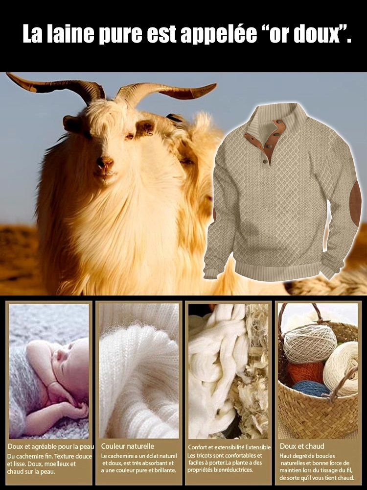 Pull décontracté à col montant en maille jacquard