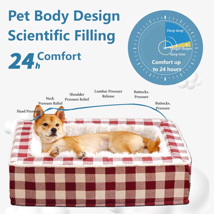 Classic Plaid Comfortable Calming Dog Bed