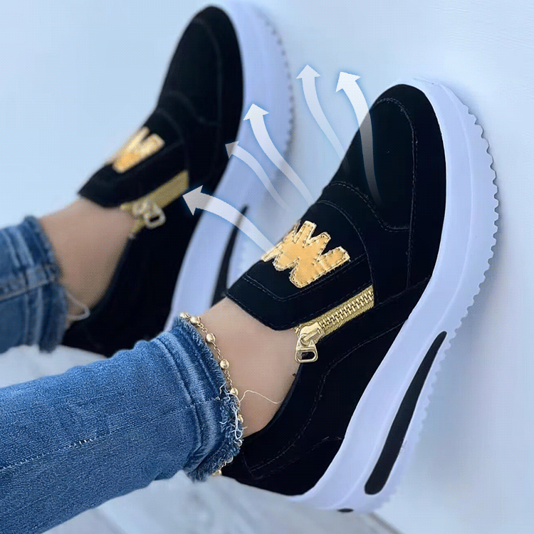 Side zipper solid color muffin shoes