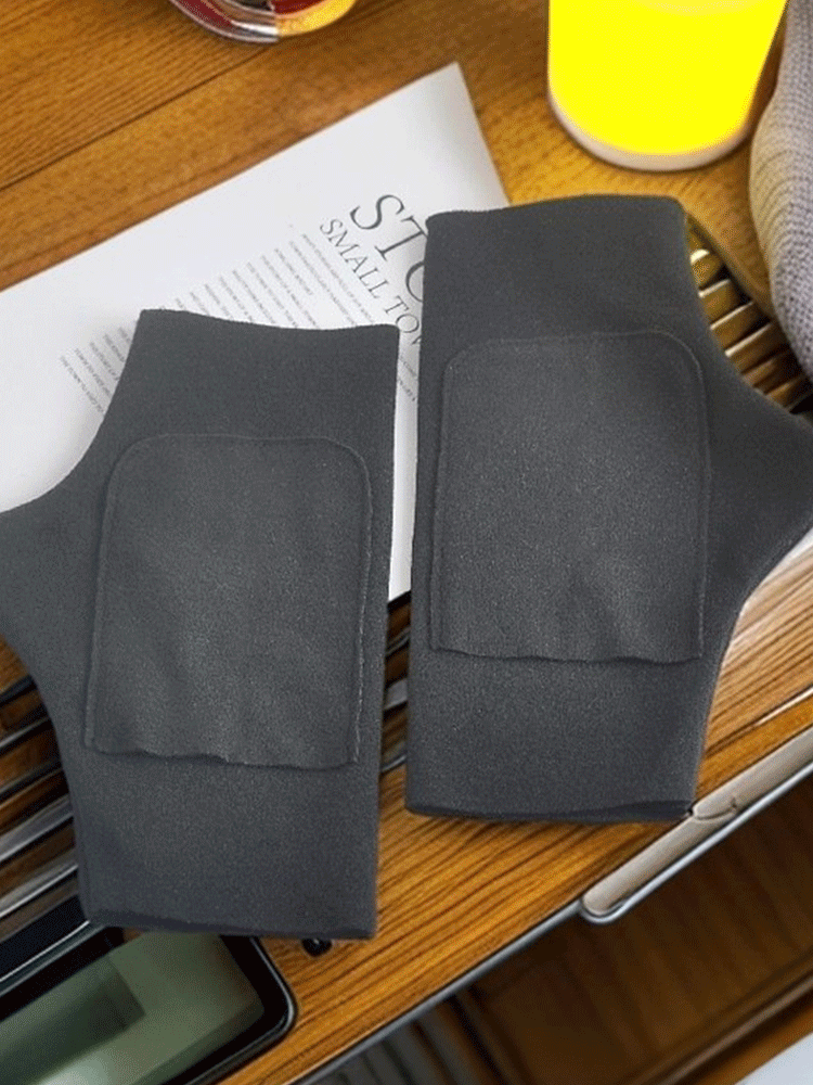 自發性熱德絨口袋半指保暖手套