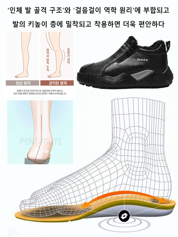 남성용 기모 지퍼 스노우 부츠