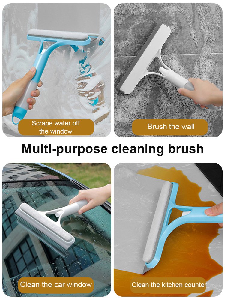 Double-sided window squeegee with built-in spray bottle