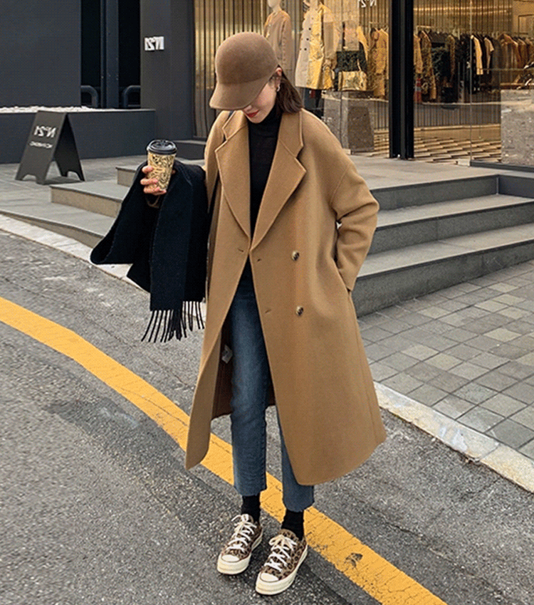 【2025NEW】날씬해 보이는 다운 안감 모직 코트