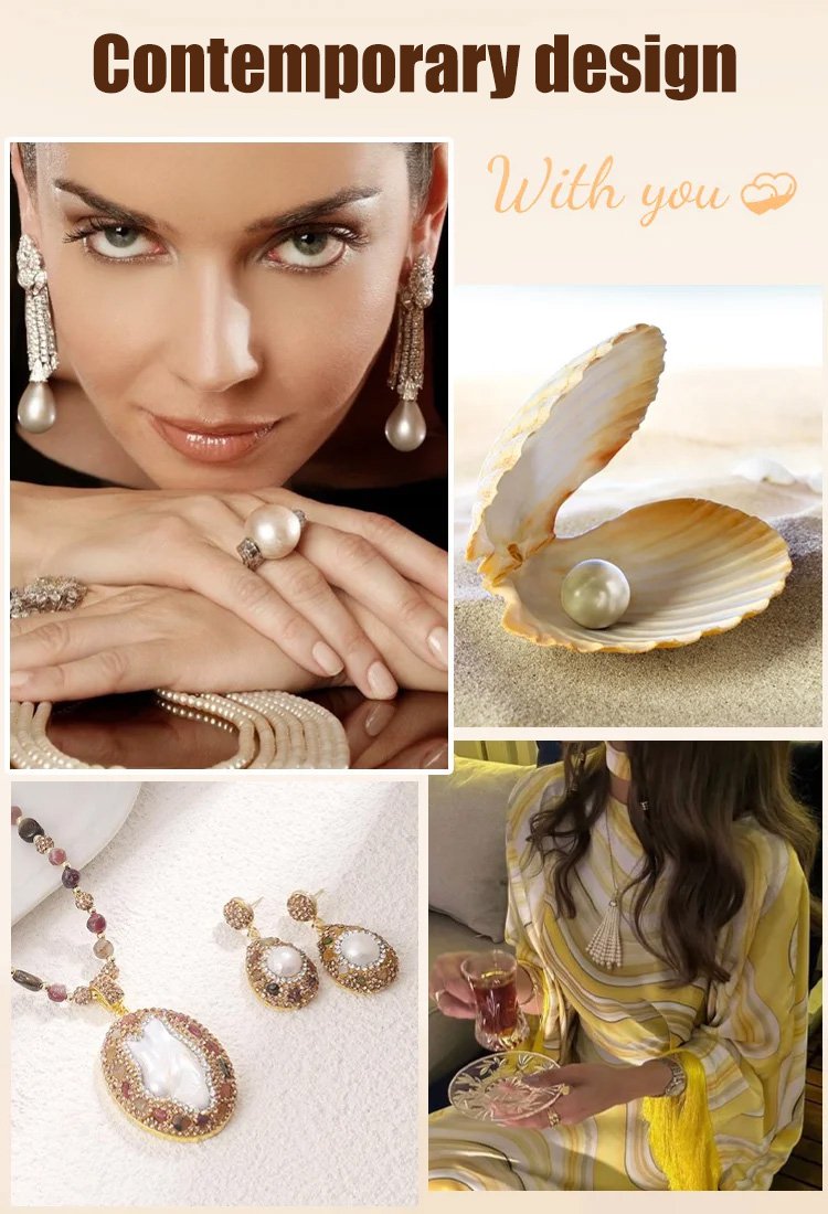 Diamond inlaid natural pearl necklace