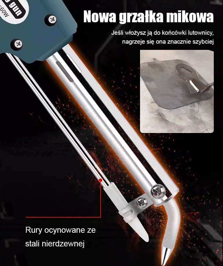 Zestaw lutownicy z podgrzewaniem wewnętrznym, 5 części.