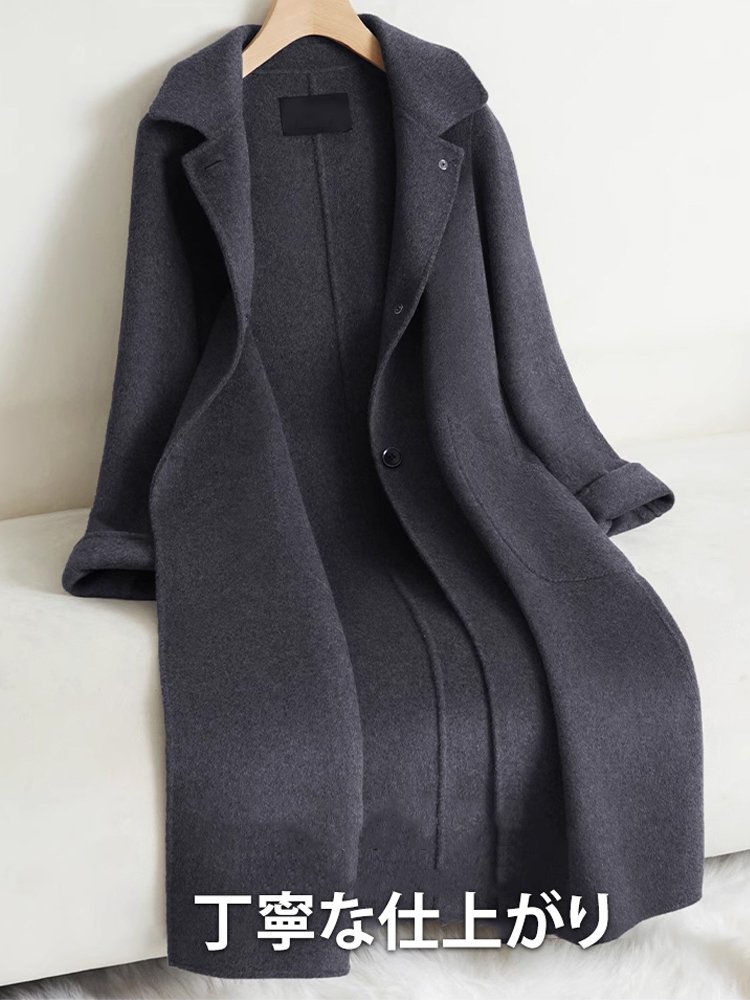 韓国風ロング丈カシミヤコート