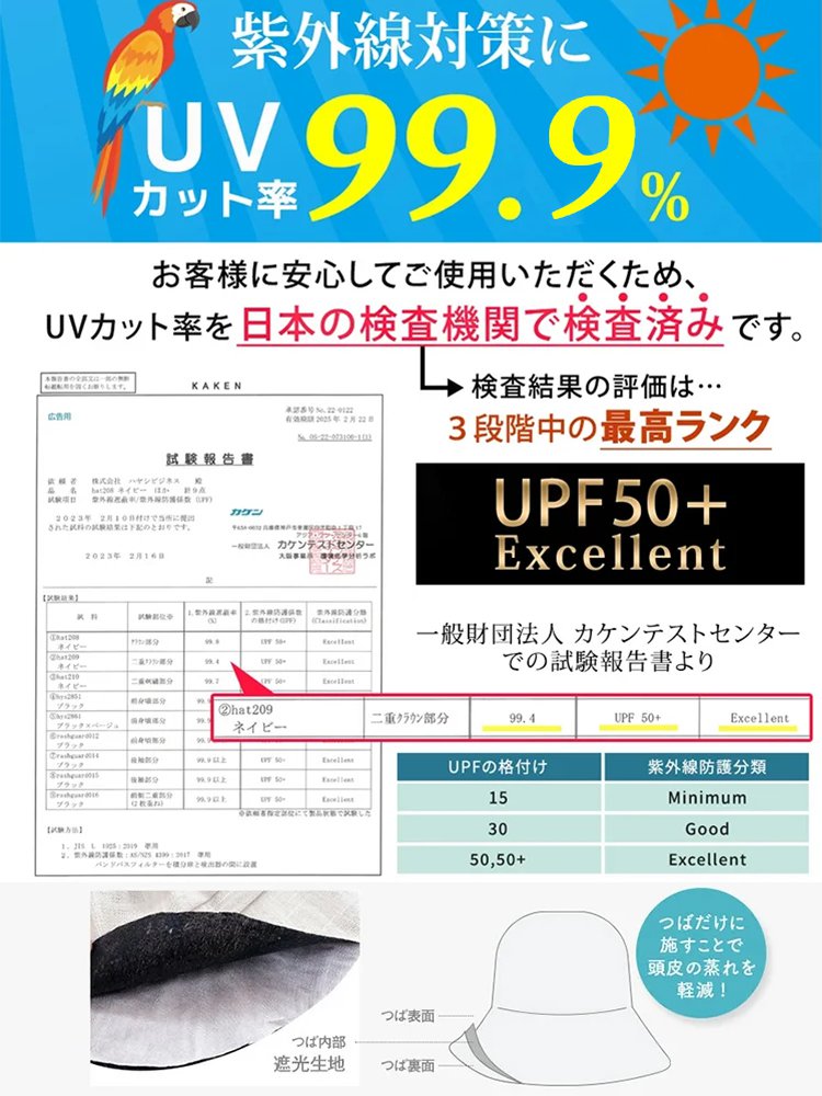 UV対策バケットハット