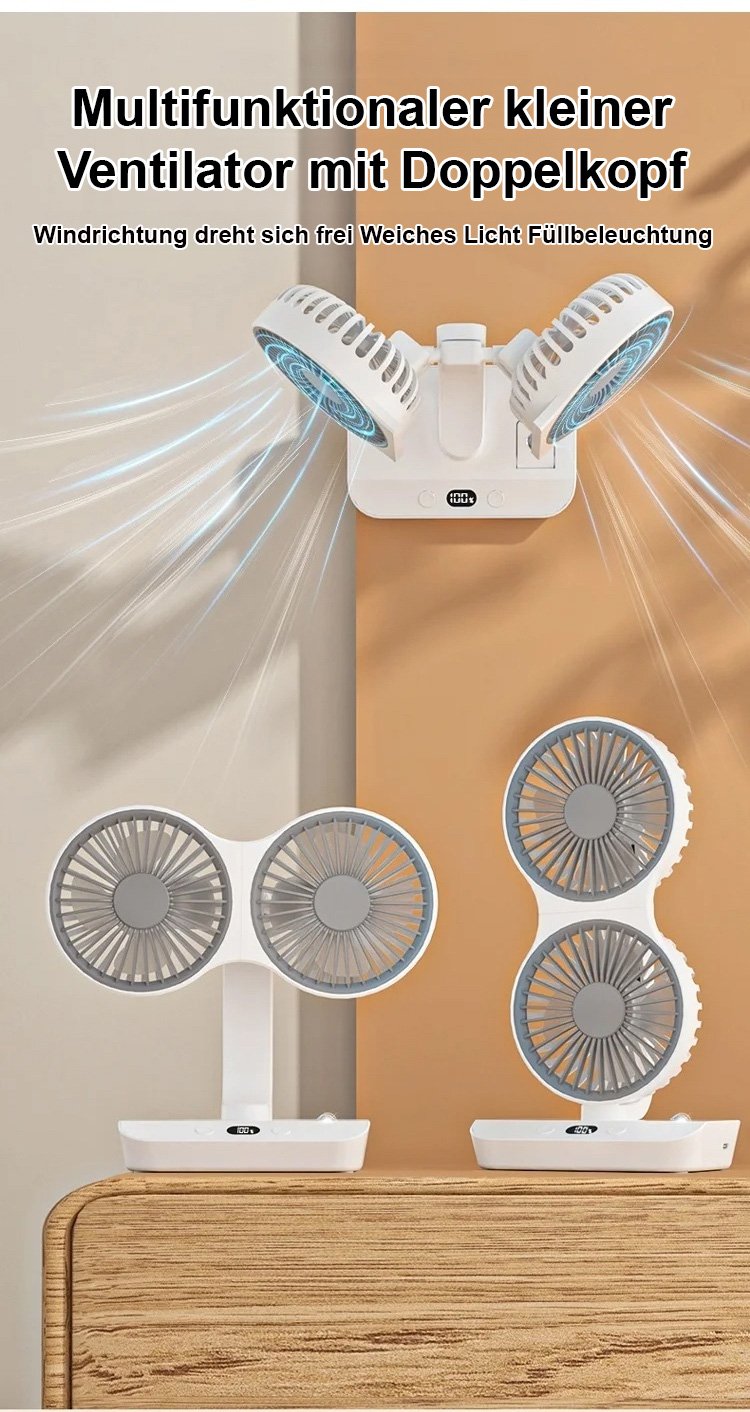 Doppelt geräuschreduzierter Doppelkopf-Ventilator im modernen Design
