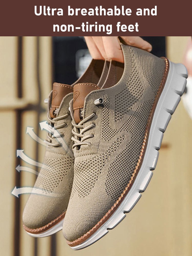 British style breathable flyknit mesh men's shoes