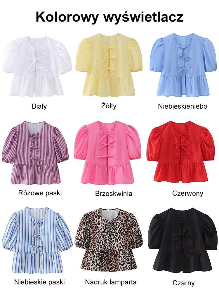 HFH-蝴蝶结印花短袖衬衫