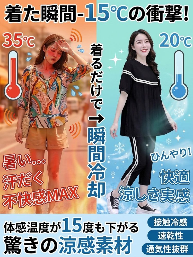 レディースゆったりAラインカジュアルセットアップ