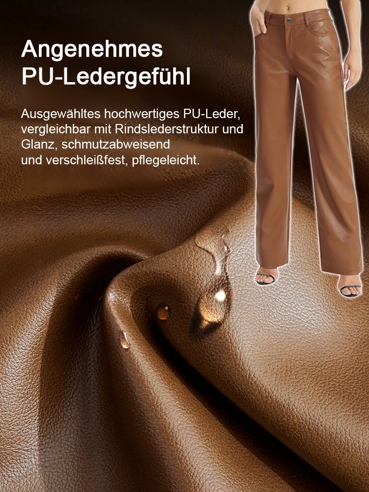 Klassische, vielseitige, schlankmachende Lederhose mit weitem Bein 
