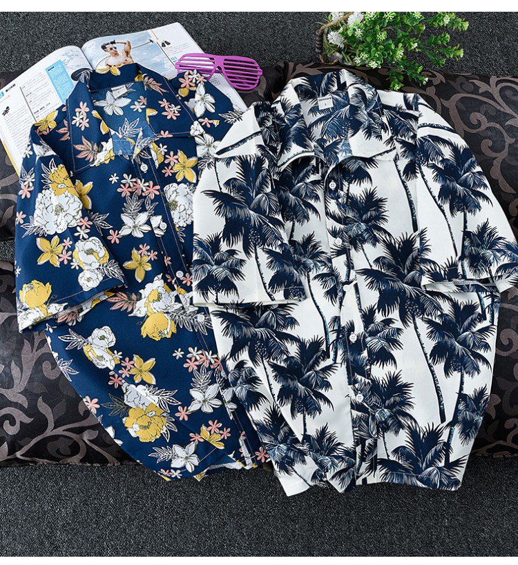 スタイリッシュな夏コーデのアロハシャツ