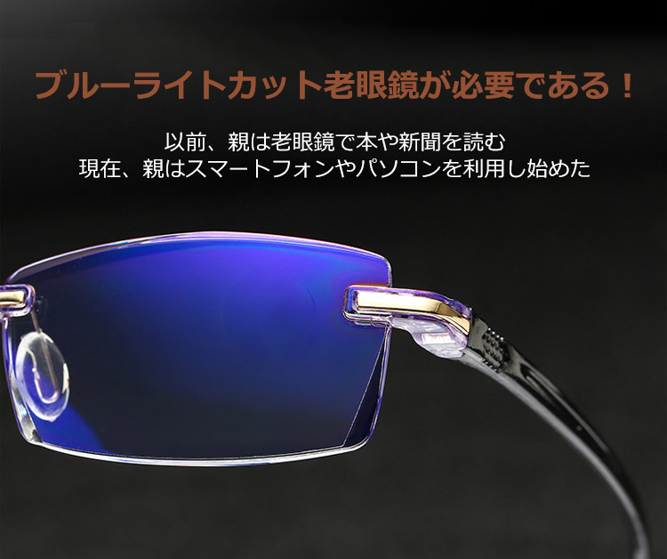 UVカット機能付きブルーライトカット老眼鏡