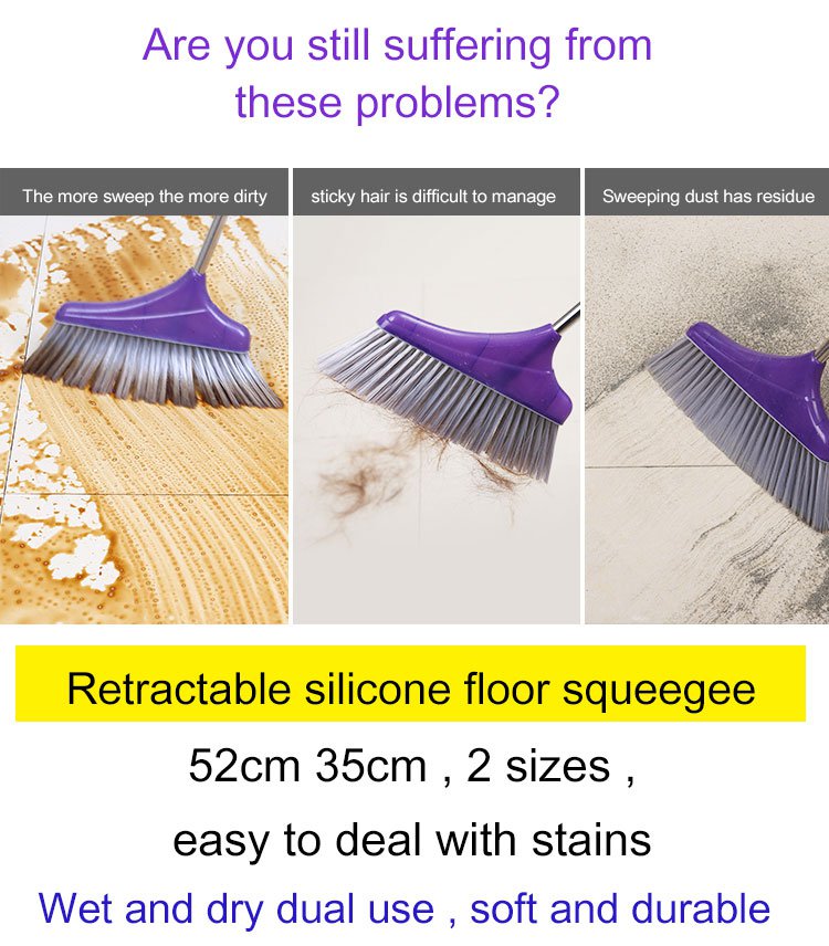 Retractable silicone floor squeegee with adjustable handle