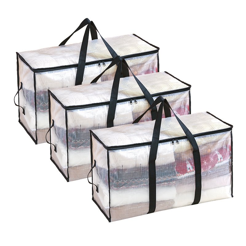 Oversized Moving Bags with Reinforced Handles Heavy-Duty Storage Tote for Blanket Bedding Clear Clot