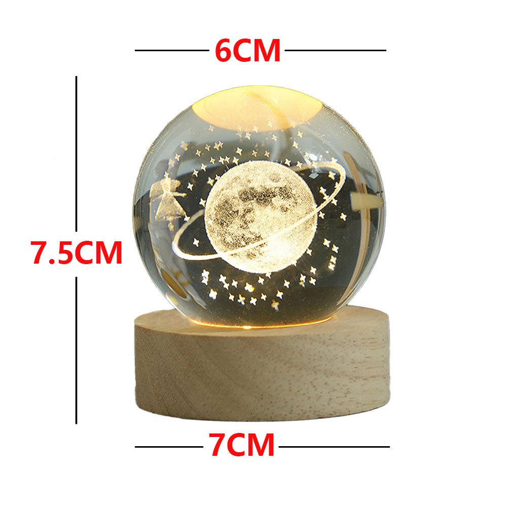 Wholesale Custom 3D Art Crystal Night Lamp Luminous Crystal Ball Decoration Solar System Led Night L