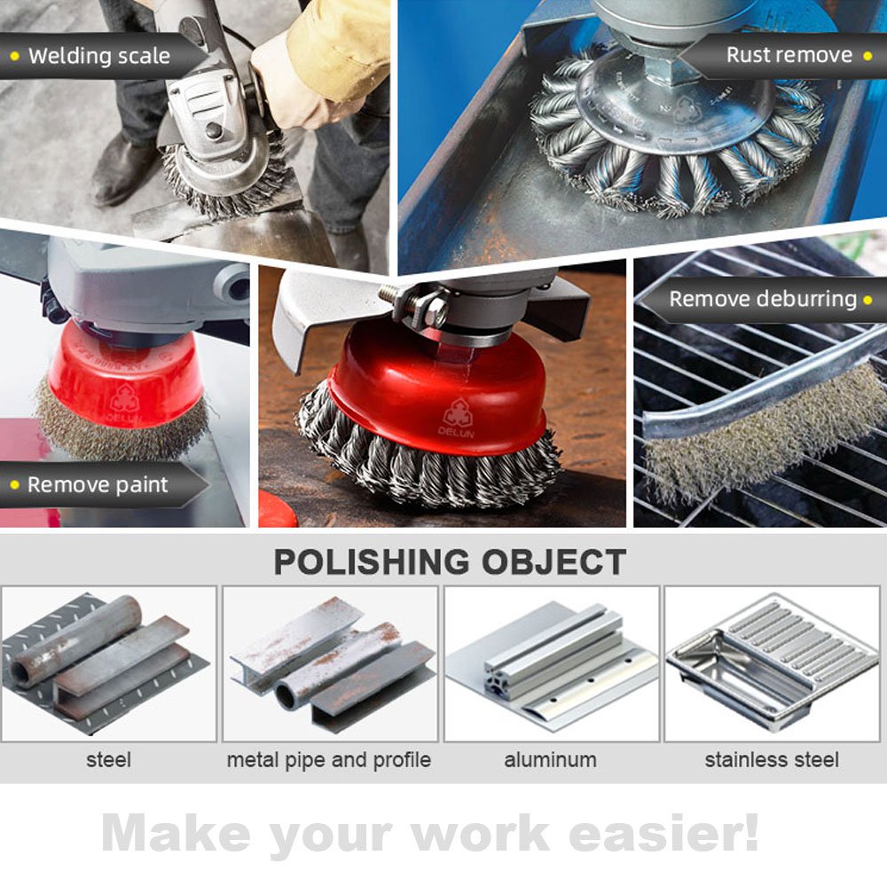 Twisted wire cup brush for metal surface cleaning