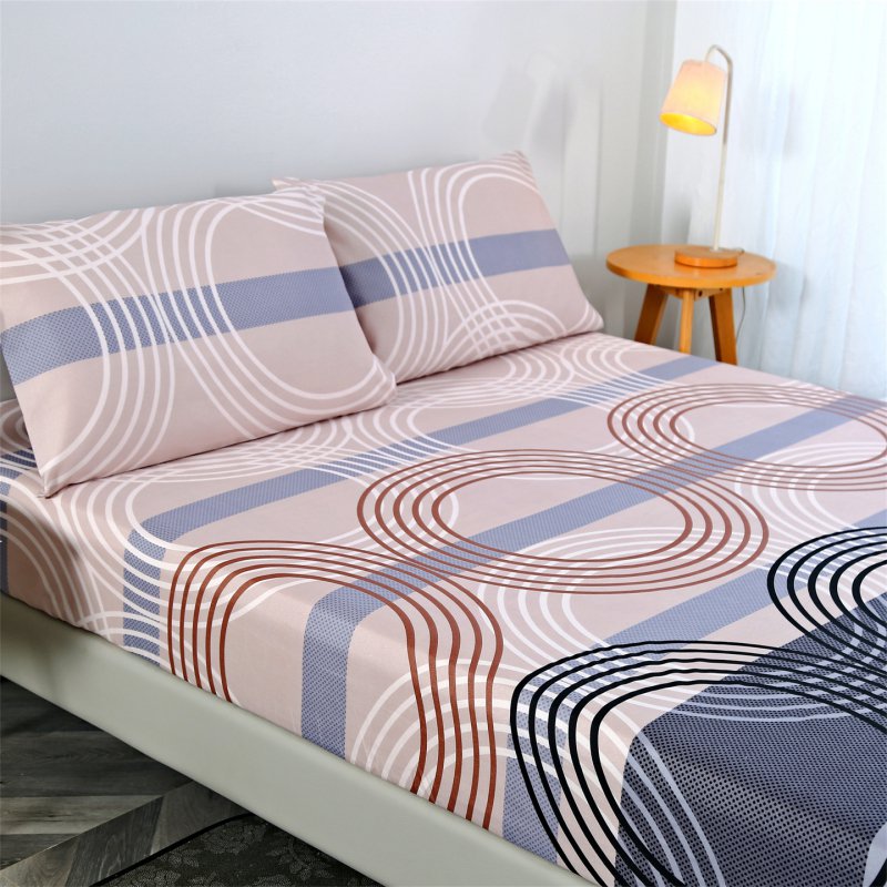 Sábana ajustable de microfibra premium con patrón geométrico