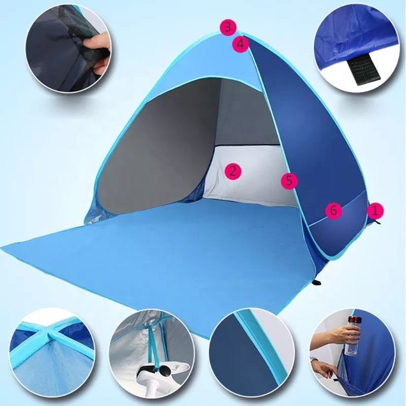 Portable outdoor tent with pop-up design for quick camping setup