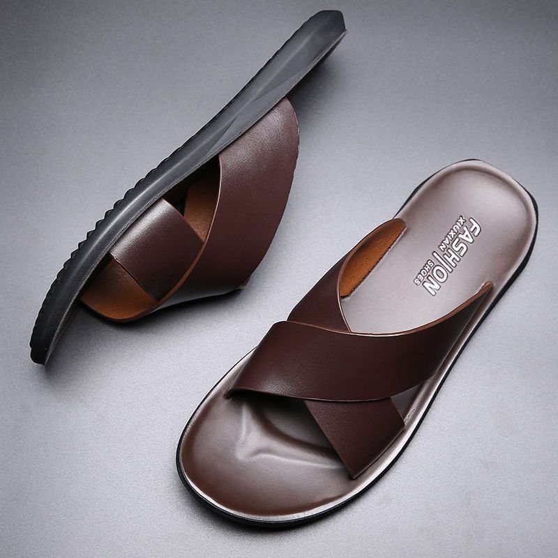 Chanclas de cuero genuino para hombre