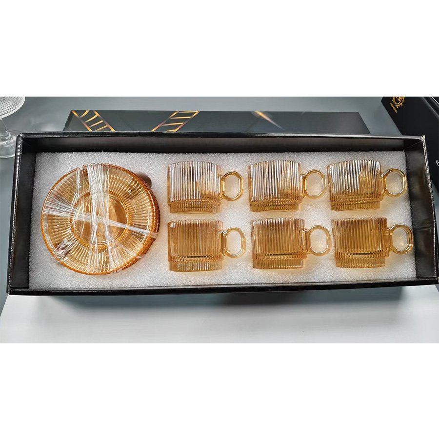 12 Pieces of Luxurious and Fashionable Design Family Restaurant Wine Cup Coffee Cup with Tea Tray Gl