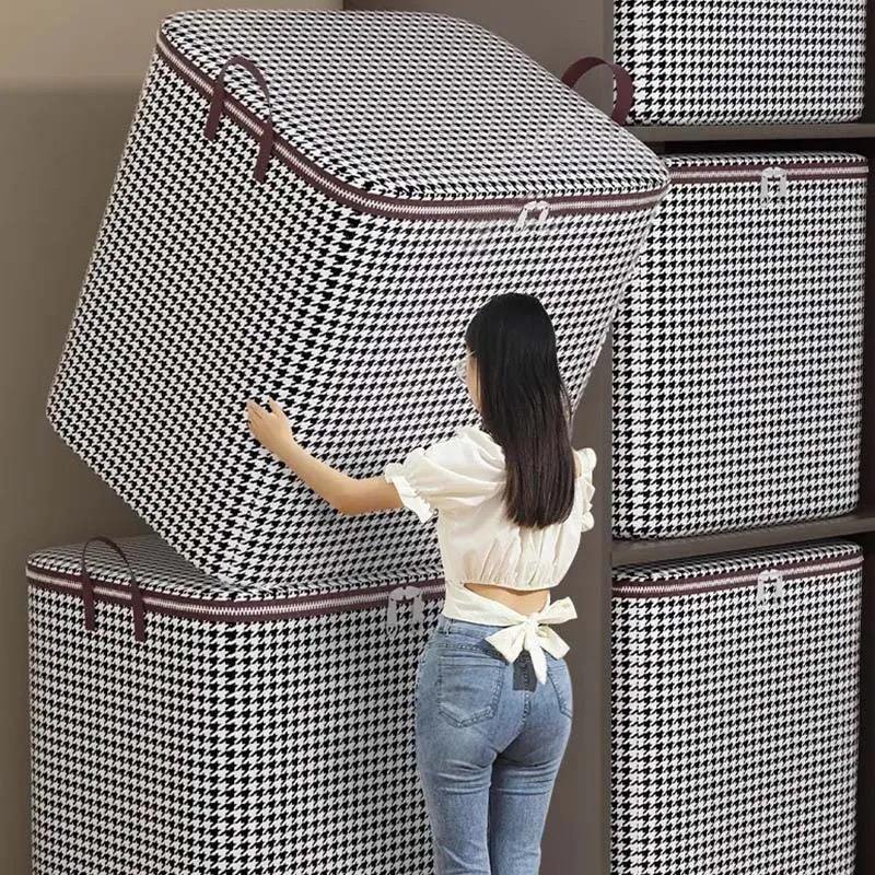 Eco-friendly Fabric Quilt and Blanket Storage Organizer, Foldable Storage Bag for Home Use