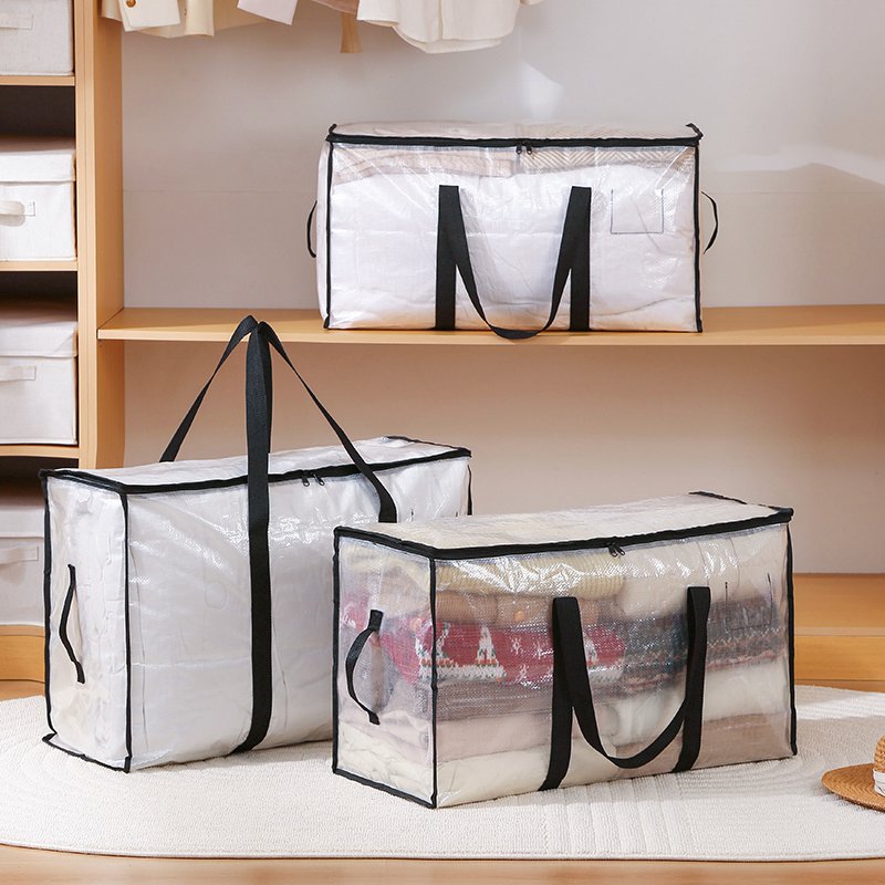 Oversized Moving Bags with Reinforced Handles Heavy-Duty Storage Tote for Blanket Bedding Clear Clot