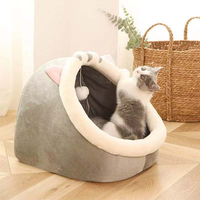 Warm plush pet bed for relaxing cat and dog naps