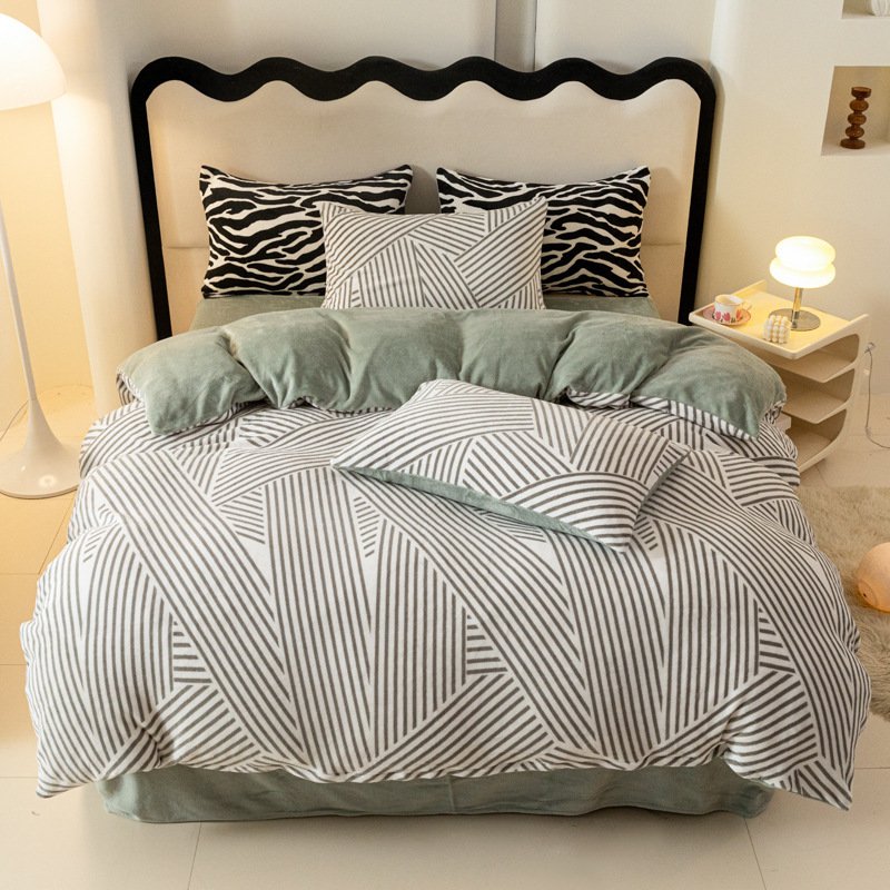 Flannel four-piece bedding set