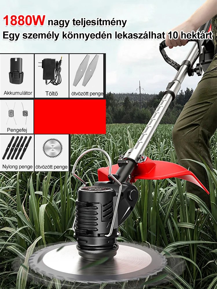 Könnyű lítium akkumulátoros kerti fűnyíró