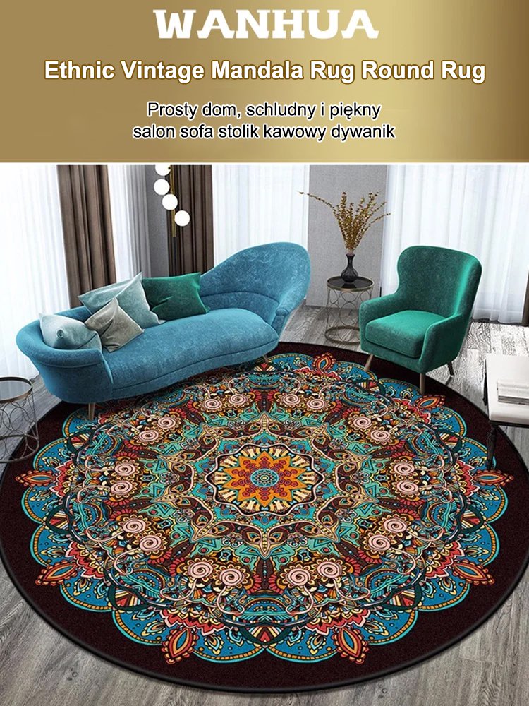 Ethnic Vintage Mandala Rug Round Rug
