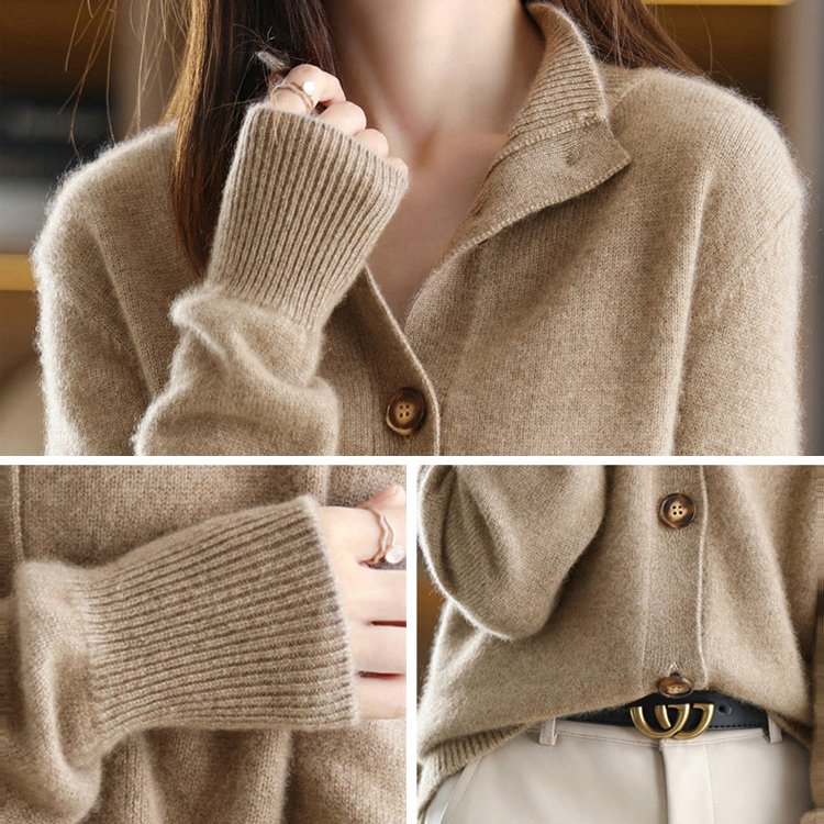 新作のカシミヤニートカーディガン