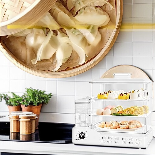 3層構造で様々な料理を同時調理