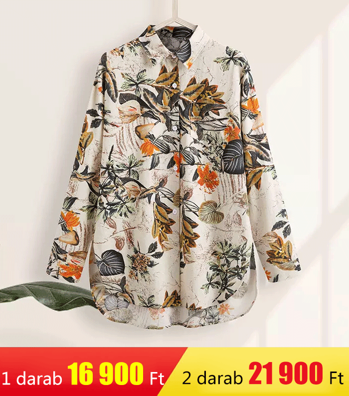 Pamut vászon nyomtatás laza ing