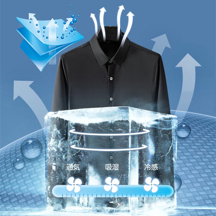 メンズシルク7分袖シャツ