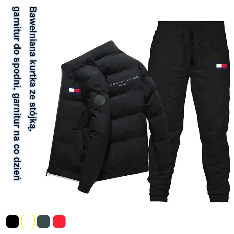 Bawełniana kurtka ze stójką, garnitur do spodni, garnitur na co dzień