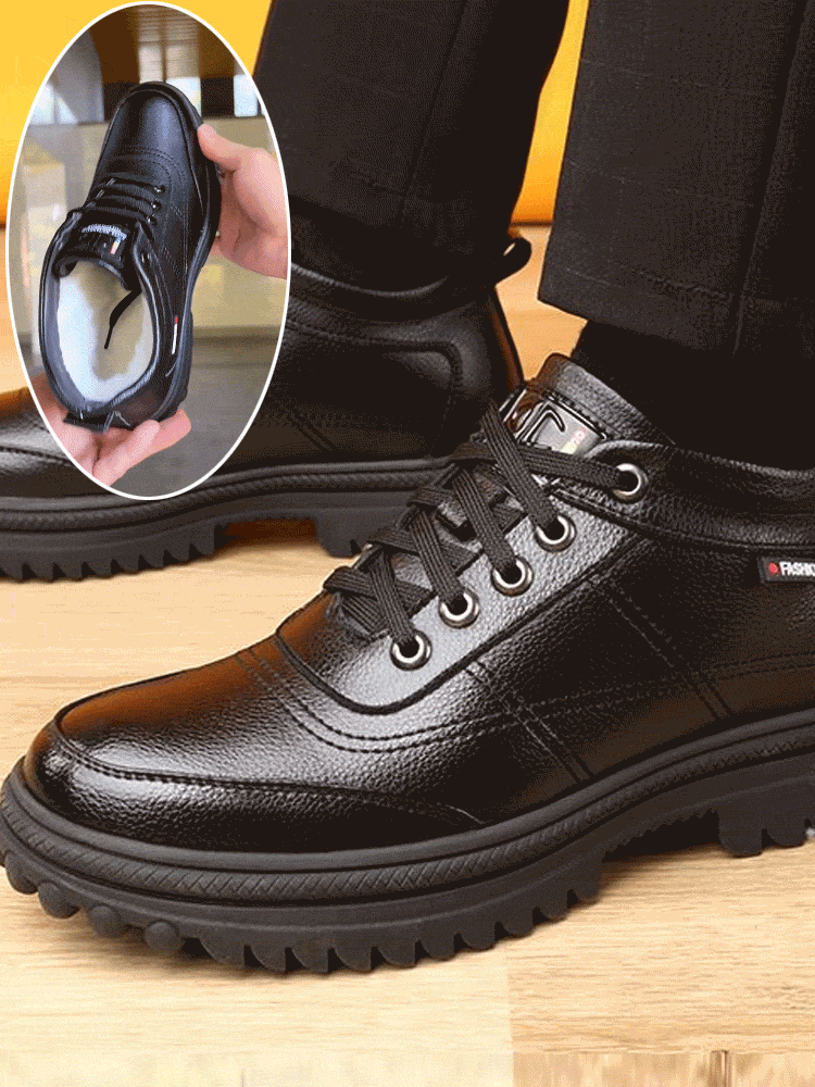 Warm and thick men's leather shoes