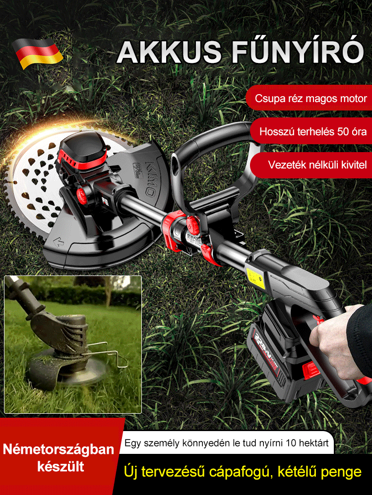 Könnyű lítium akkumulátoros kerti fűnyíró