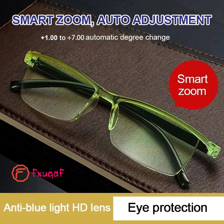 Smart zoom gradient color reading glasses