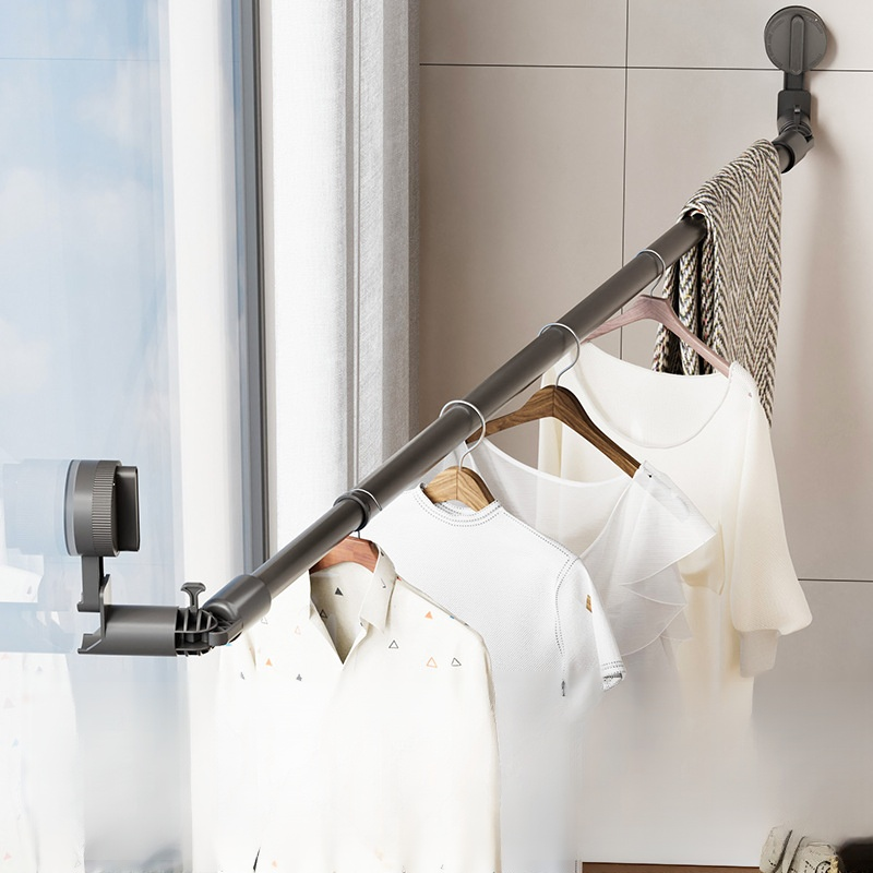免打孔強力可折疊吸盤多功能晾衣桿