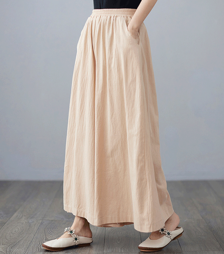 リネン混ガウチョパンツ