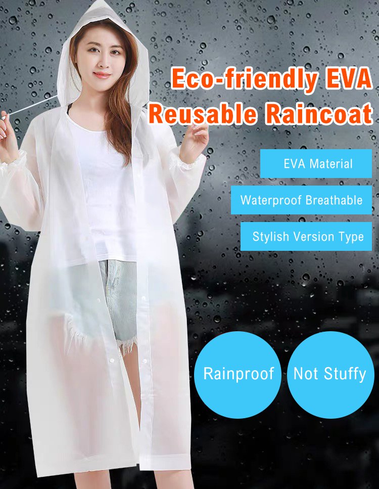Eco-friendly EVA Reusable Raincoat