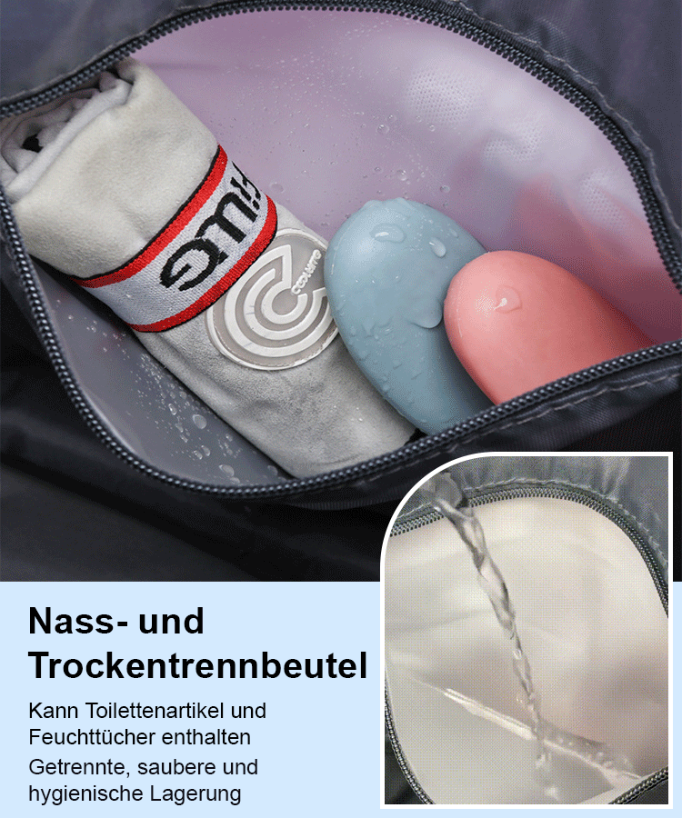 Trocken-Nass-Trennungsrucksack mit Rollen