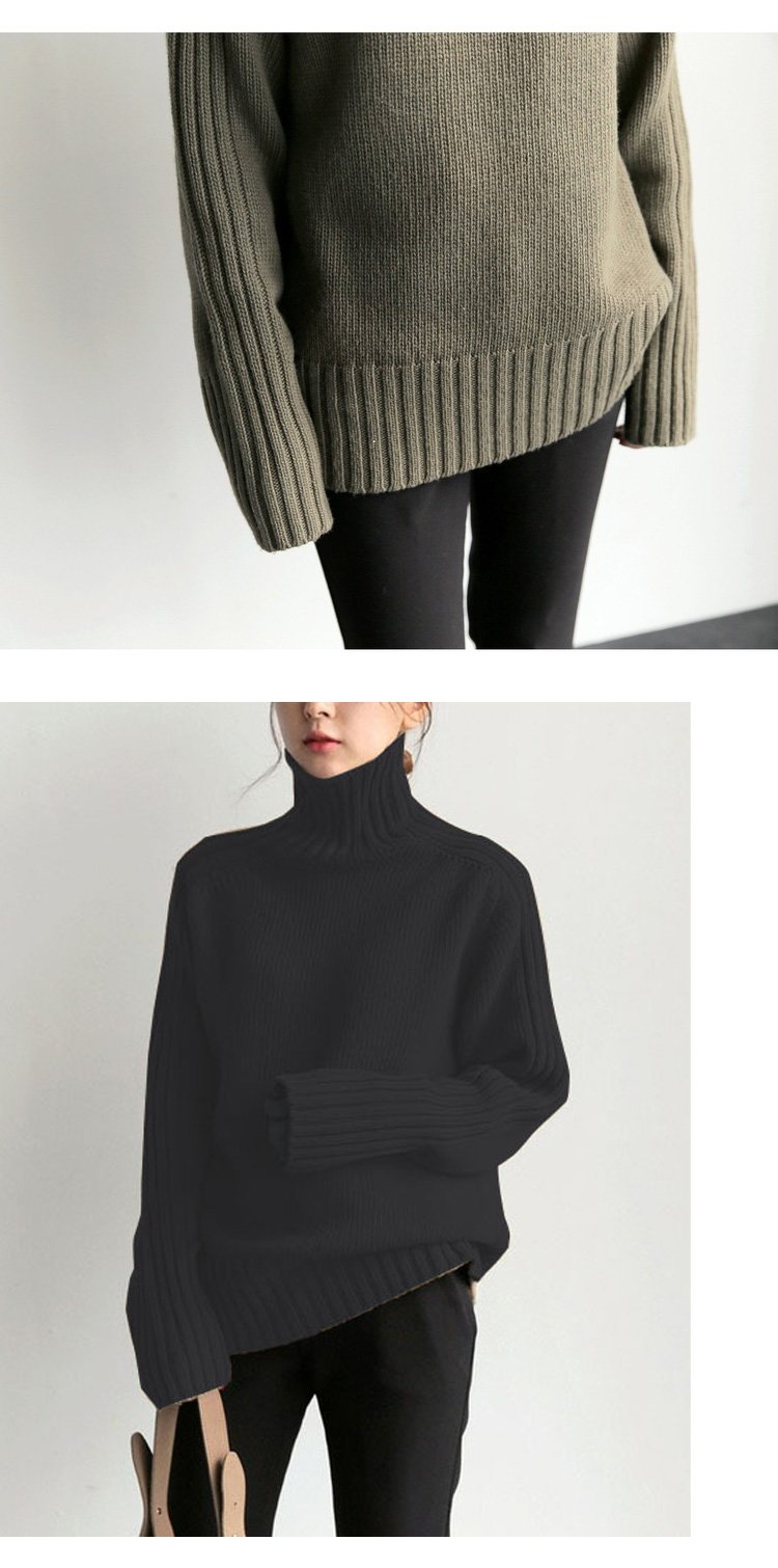 多色展開のタートルネックニット